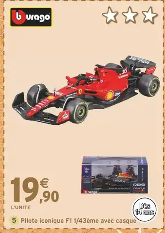 Intermarché BURAGO Pilote iconique F1 1/43ème avec casque offre