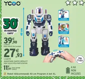 Intermarché YCOO Robot télécommandé 40 cm Program A bot XL offre