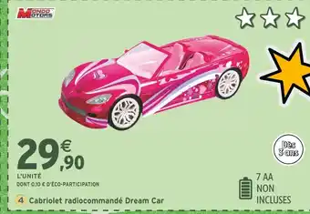Intermarché MONDO MOTORS Cabriolet radiocommandé Dream Car offre