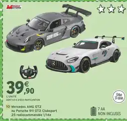 Intermarché MONDO MOTORS Mercedes AMG GT2 radiocommandée ou Porsche 911 GT2 Clubsport offre
