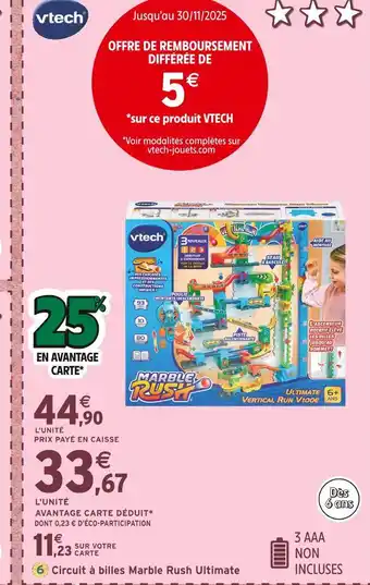Intermarché VTECH Circuit à billes Marble Rush Ultimate offre