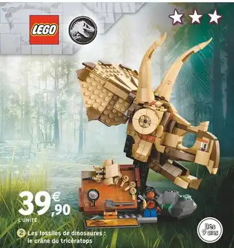 Intermarché LEGO JURASSIC WORLD Les fossiles de dinosaures : le crâne du tricératops offre