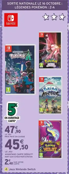 Intermarché Jeux nintendo switch offre