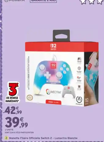 Intermarché SWITCH 2 Manette Filaire Officielle - Lumectra Blanche offre