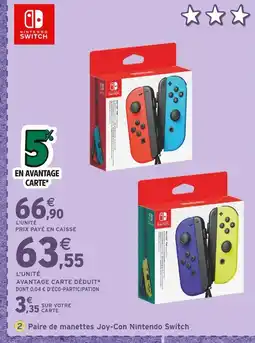 Intermarché NINTENDO SWITCH Paire de manettes joy-con offre