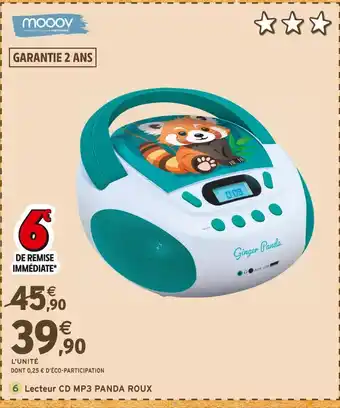 Intermarché MOOOV Lecteur cd mp3 panda roux offre