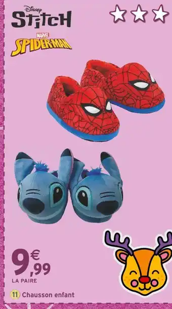 Intermarché Stitch / Spider-man Chausson enfant offre