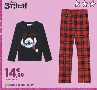 Intermarché Disney Stitch Pyjama de Noël enfant offre