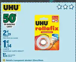 Intermarché UHU Rollafix transparent dévidoir offre