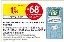 Intermarché Tic Tac Bonbons Menthe Extra Fraîche offre
