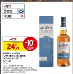 Intermarché The Glenlivet Scotch Whisky Founder's Reserve offre