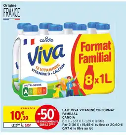 Intermarché CANDIA Lait Viva Vitaminé 1% Format Familial offre