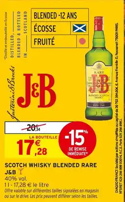 Intermarché J&B Scotch whisky blended rare offre