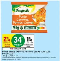 Intermarché BONDUELLE Purée Délice Carotte, Potiron, Crème Surgelée offre