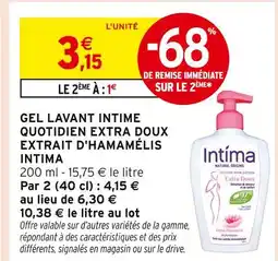 Intermarché Intima Gel Lavant Intime Quotidien Extra Doux Extrait d'Hamamélis offre