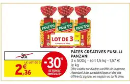 Intermarché Panzani Pâtes Créatives Fusilli offre