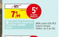 Intermarché GEMO Tee-shirt manches courtes homme offre