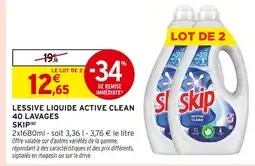 Intermarché SKIP Lessive liquide Active Clean 40 lavages offre