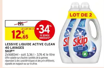 Intermarché SKIP Lessive liquide Active Clean 40 lavages offre