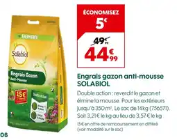 Truffaut SOLABIOL Engrais gazon anti-mousse offre