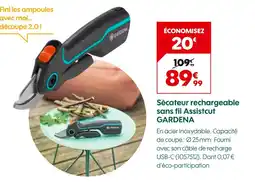Truffaut Gardena Sécateur rechargeable sans fil Assistcut offre