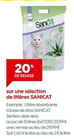 Truffaut Sanicat 20% de remise sur une sélection de litières SANICAT offre