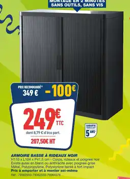 Bureau Vallée Armoire basse à rideaux noir offre