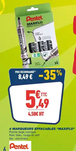 Bureau Vallée Pentel Maxiflo Marqueurs Tableaux Blancs offre