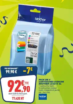 Bureau Vallée Pack de 4 cartouches d'encre brother lc3219 xl offre