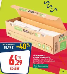 Bureau Vallée Exacompta 20 bobines carte bancaire offre