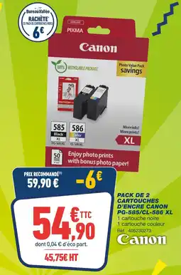 Bureau Vallée CANON Pack de 2 cartouches d'encre PG-585/CL-586 XL offre