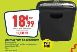 Bureau Vallée Destructeur de documents offre