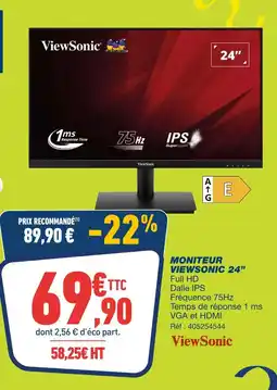 Bureau Vallée ViewSonic Moniteur 24” offre