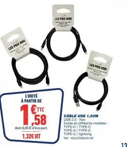 Bureau Vallée Câble USB 1,50M offre