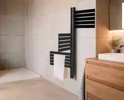 Brico Dépôt Sèche-serviettes pivotant lcd sans fluide noir 500w offre
