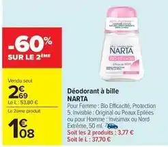Carrefour Narta - déodorant à bille offre