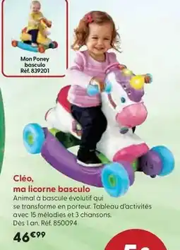 La Grande Récré Vtech baby - cléo, ma licorne basculo offre
