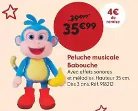 La Grande Récré Spin master - peluche musicale babouche offre