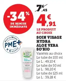 Hyper U Soin visage hydra aloe vera so'bio offre