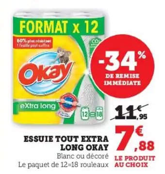 Hyper U Essuie tout extra long okay offre