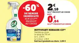 Hyper U Nettoyant menager cif offre