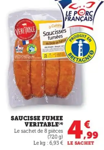 Hyper U Saucisse fumee veritable offre