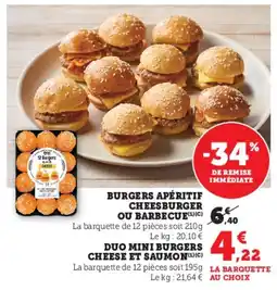 Hyper U Burgers apéritif cheesburger ou barbecue offre
