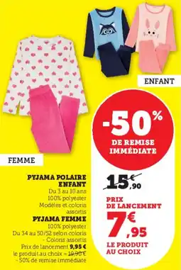 Hyper U Pyjama polaire enfant offre