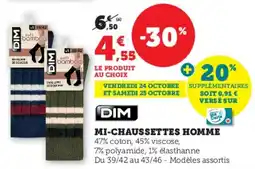 Hyper U Dim mi-chaussettes homme offre