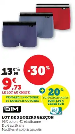 Hyper U Dim lot de 3 boxers garçon offre