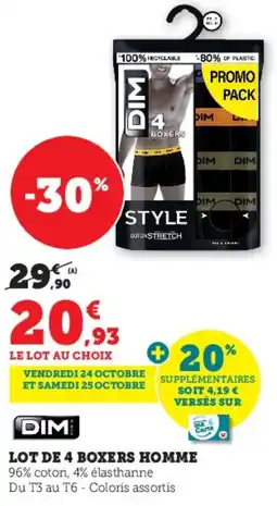 Hyper U Dim lot de 4 boxers homme offre