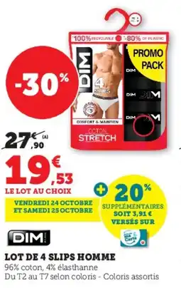 Hyper U Dim lot de 4 slips homme offre