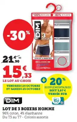 Hyper U Dim lot de 3 boxers homme offre