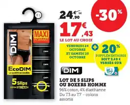 Hyper U Lot de 5 slips ou boxers homme offre